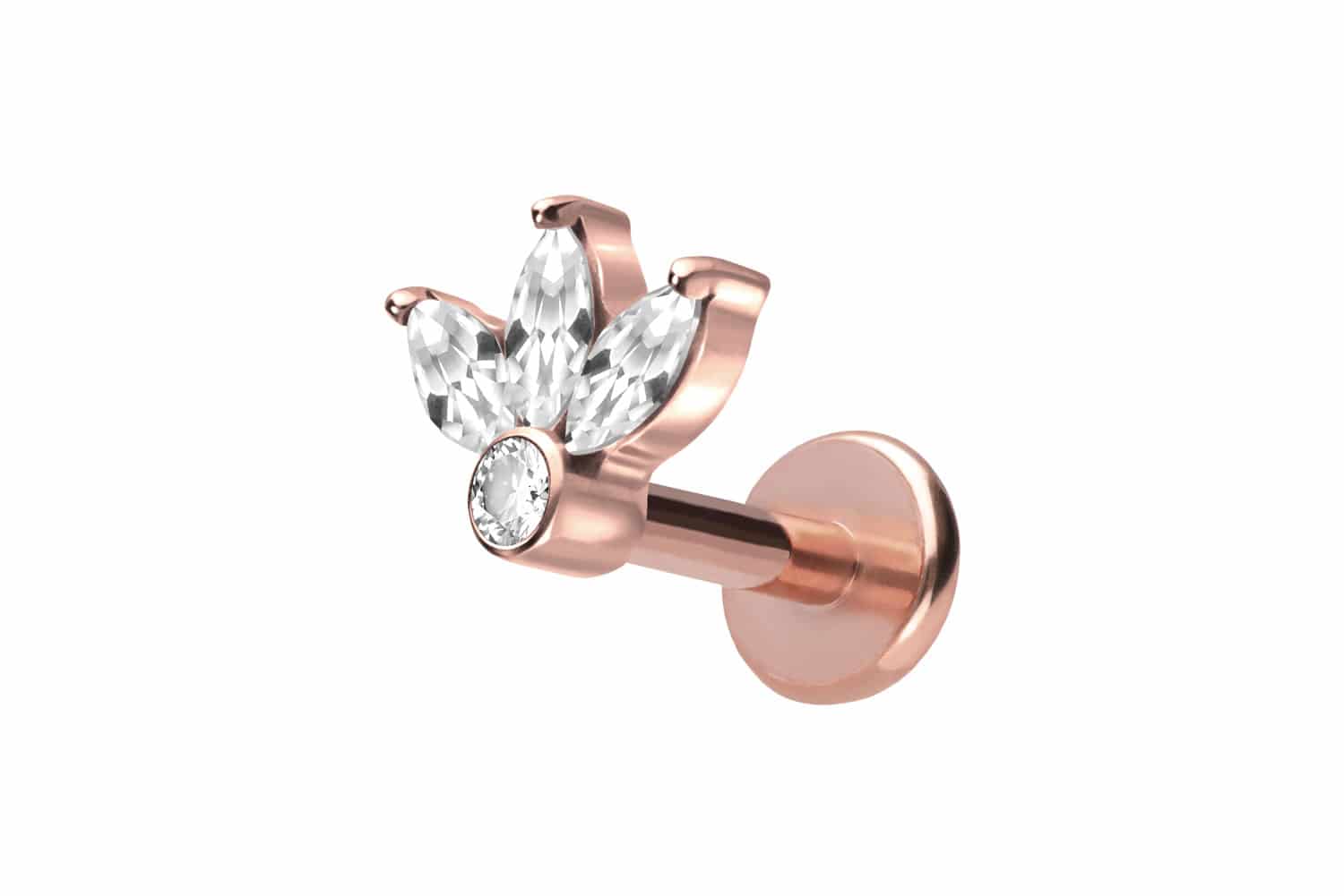Titan Labret Piercing mit Push Fit LOTUSBLÜTE